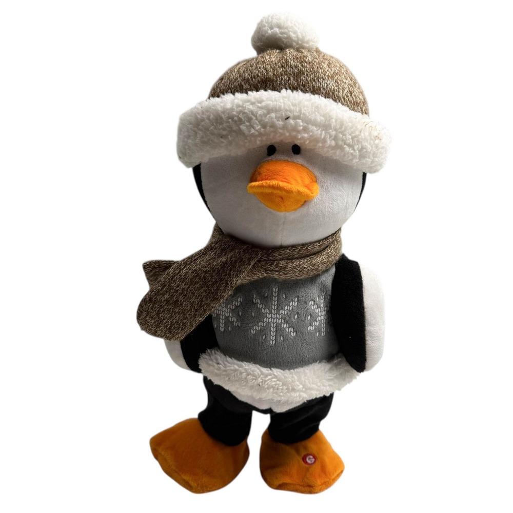 Gemmy Shuffler Animated Christmas Penguin Sings Honey I'm Good Dances SEE VIDEO